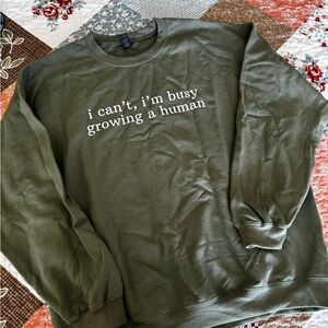 Gildan Olive Green Crewneck Sweatshirt with White Text